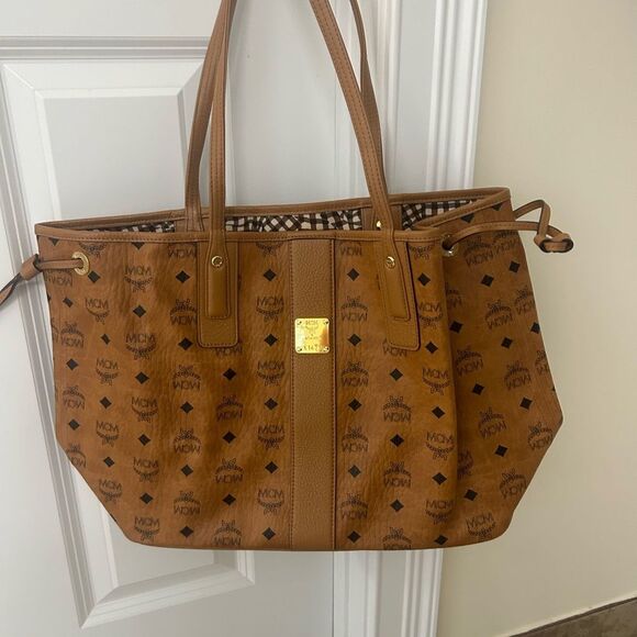MCM Cognac Monogram Tote Bag - Picture 3 of 5
